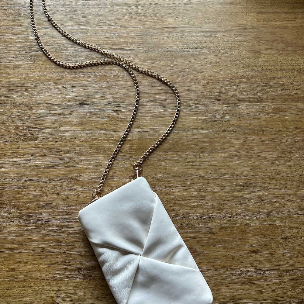 A New Day Cream Clutch with Gold Chain